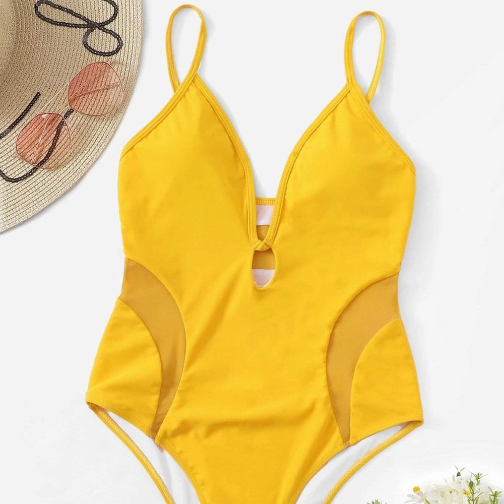 Mesh Panel One Piece Swimsuit NWOT